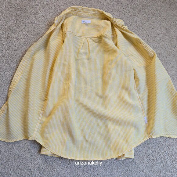 GAP Linen Yellow Pinstripe Button Down XS - Picture 3 of 9
